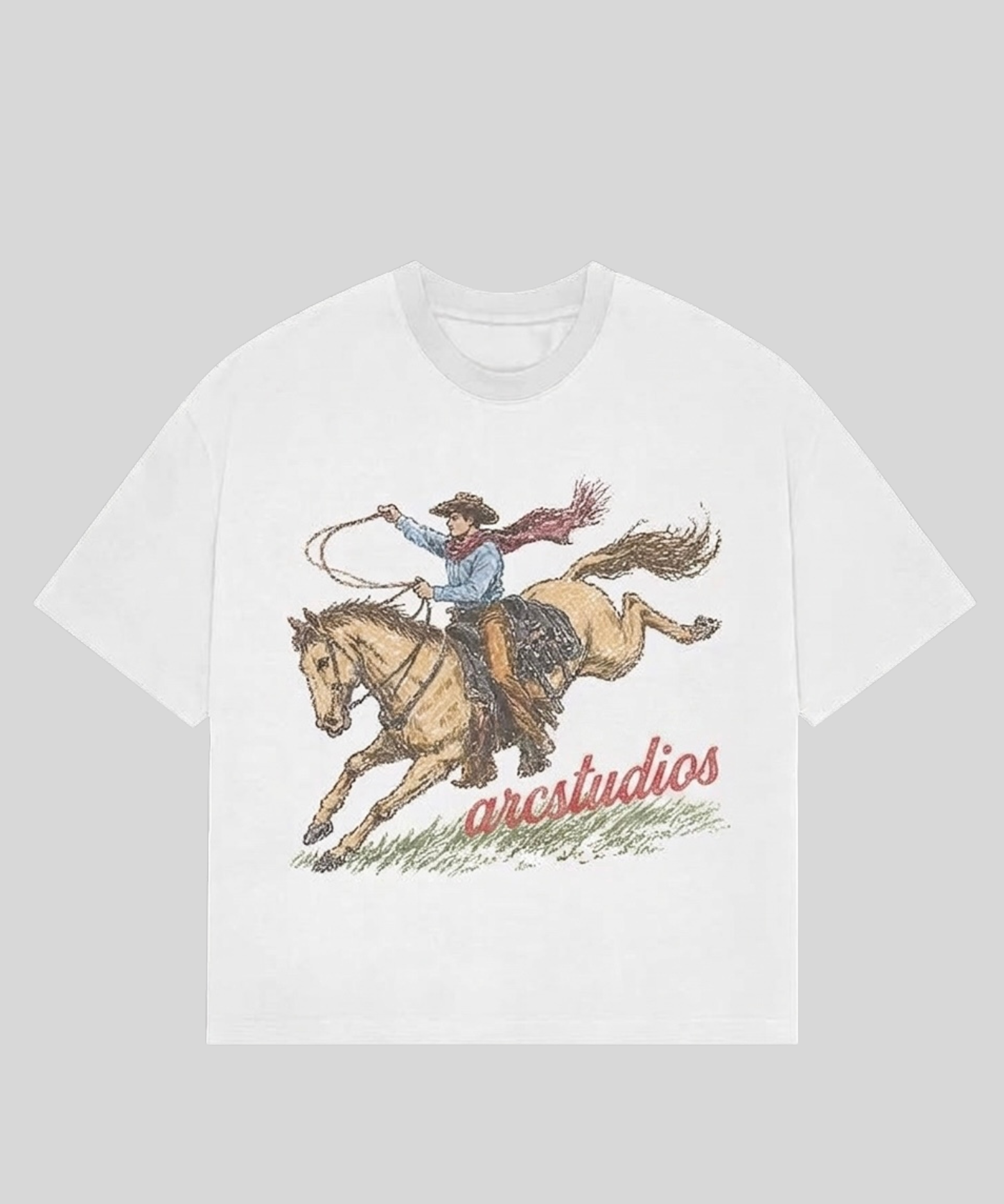 ARCSTUDIOS Rodeo Oversized Graphic Tee – Vintage White